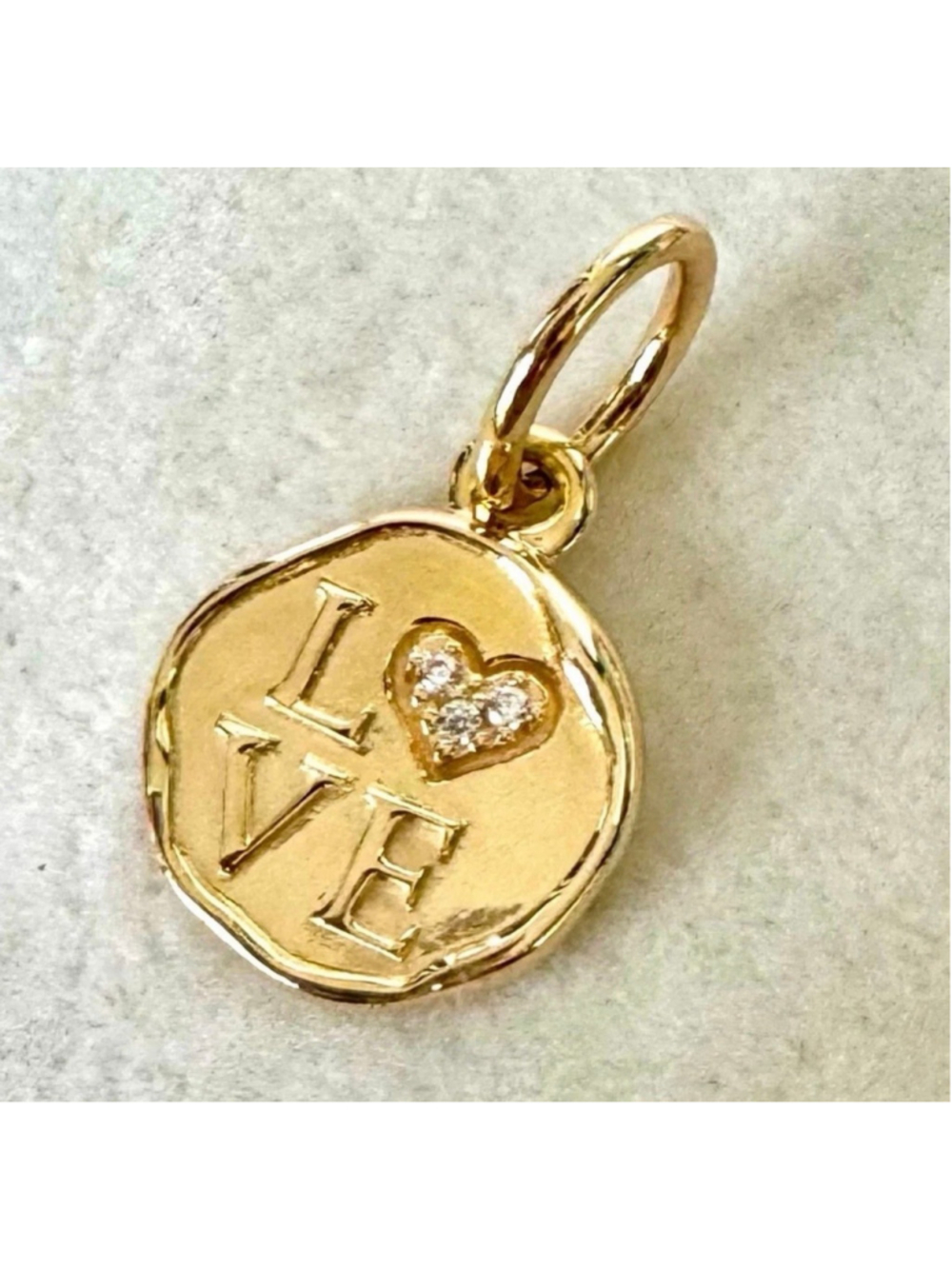 Authentic Pandora SPARKLING LOVE STAMP DANGLE CHARM - 14K Solid Gold